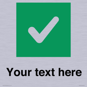 Custom plain background, green square with tick sign